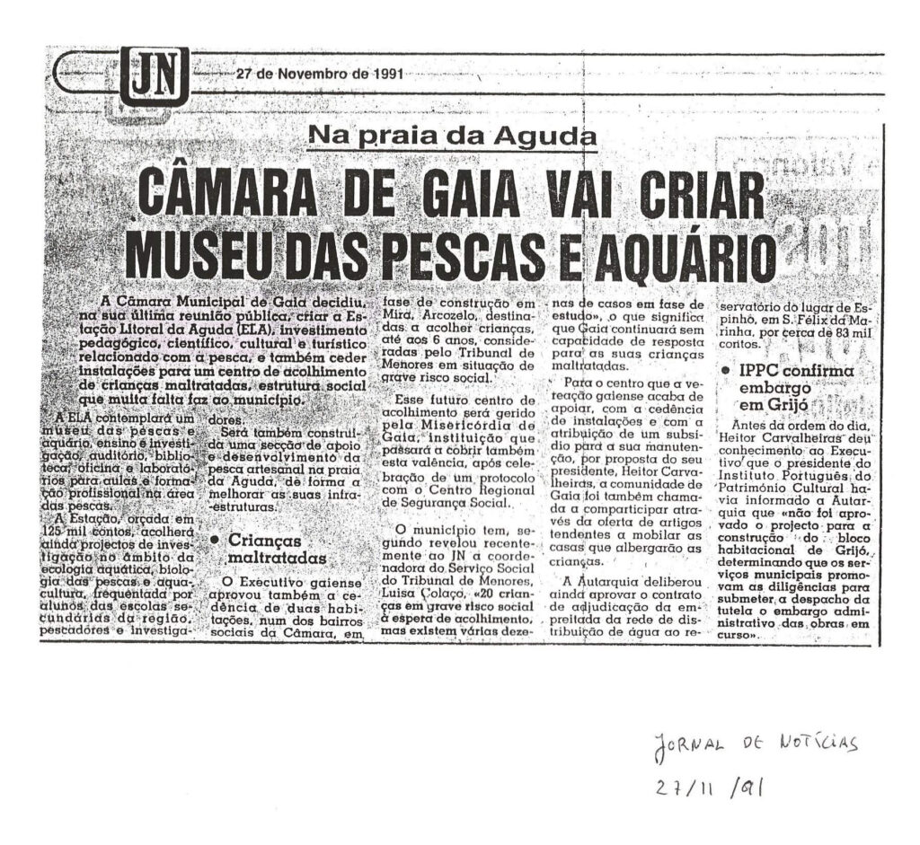 Câmara de Gaia vai criar Museu das Pescas e Aquário