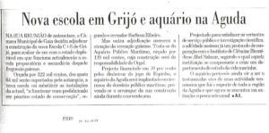 Nova escola em Grijó e aquário na Aguda