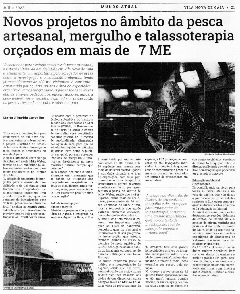 Novos projetos no âmbito da pesca artesanal, mergulho e talassoterapia orçados em mais de 7ME